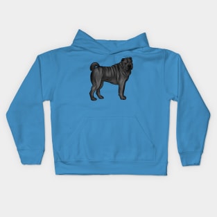 Cute Black Sharpei Dog Kids Hoodie